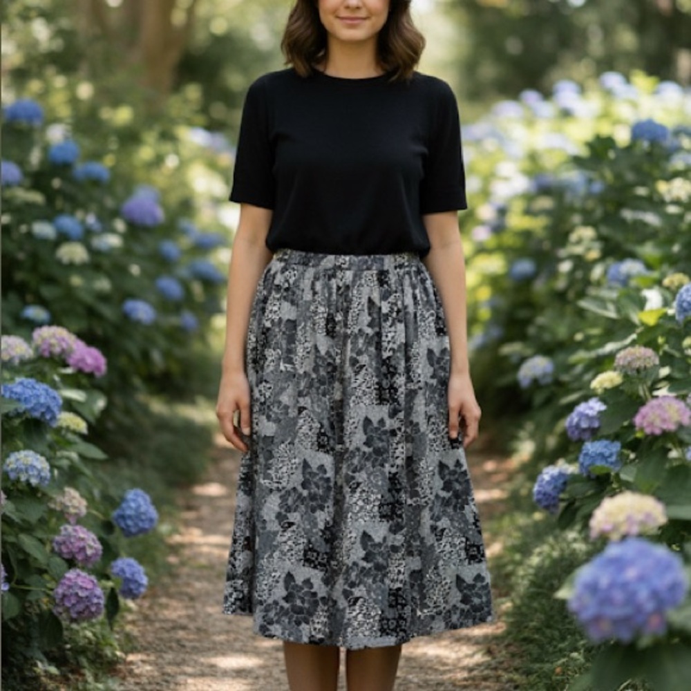 VINTAGE Graphic Floral A Line Skirt